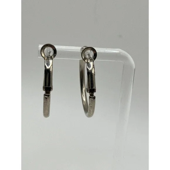 Vintage Large Silver-Tone Hoop 1 1/8 Inch Earrings! - Picture 6 of 8